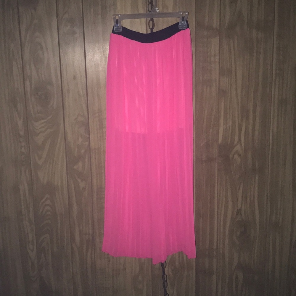 NWOT hot pink sheer maxi skirt